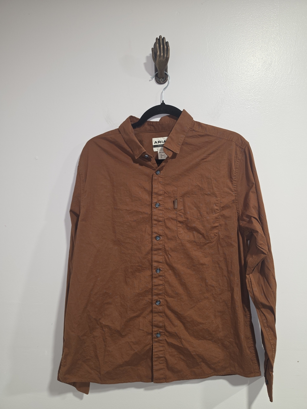 ARIAT Rust Color Modern Fit Men’s Long-Sleeve Button-Up Shirt Size Large